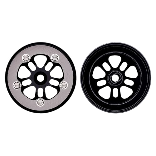Deep Dish Grade 5 Titanium Wheel Face Aluminum 0.7inch Beadlock Wheels Hubs for 1/30 Axial SCX30 RC Crawler Car Upgrades,Black